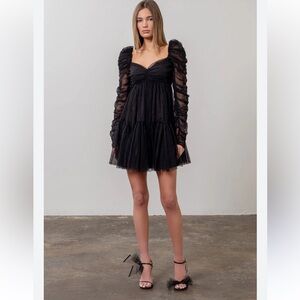 Moon River Black Long Sleeve Dress